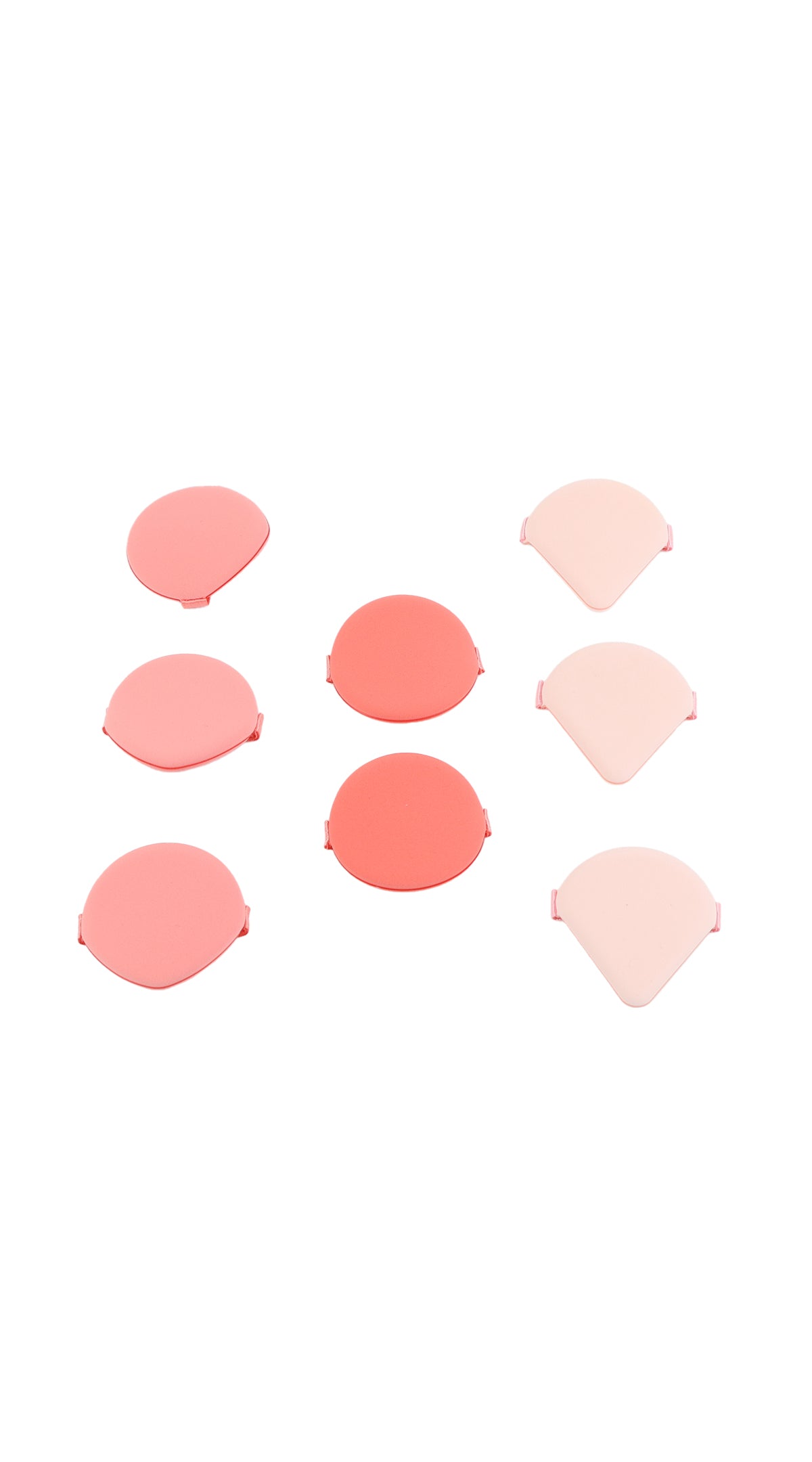 Set of 8 heart-shaped makeup sponges in pink tones