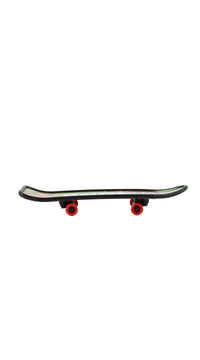 Finger skateboard deck with black top and red wheels