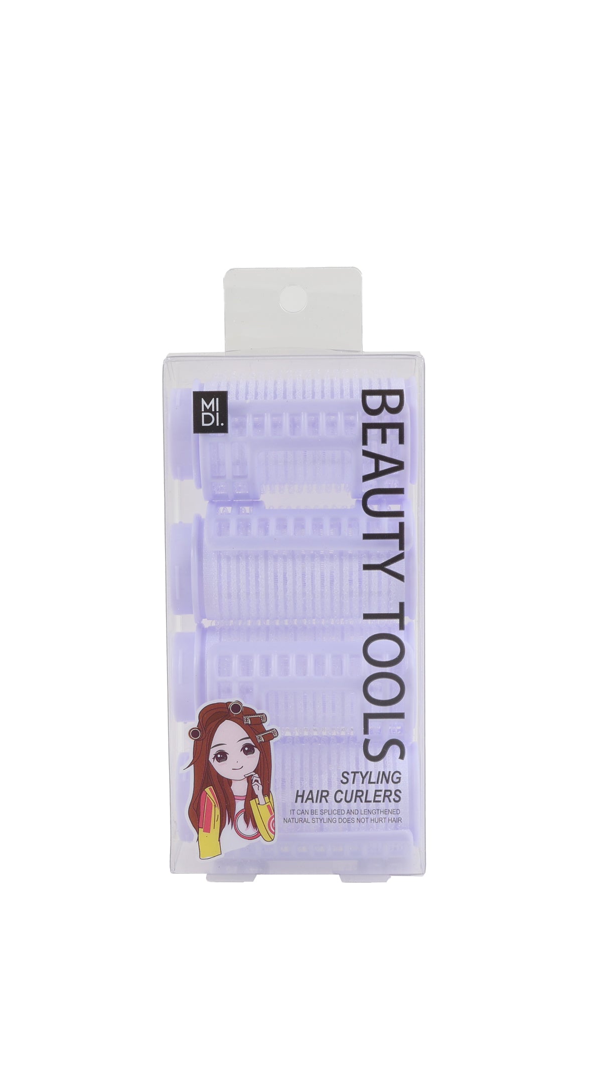Hair styling curlers blister package with light purple rollers, Beauty Tool