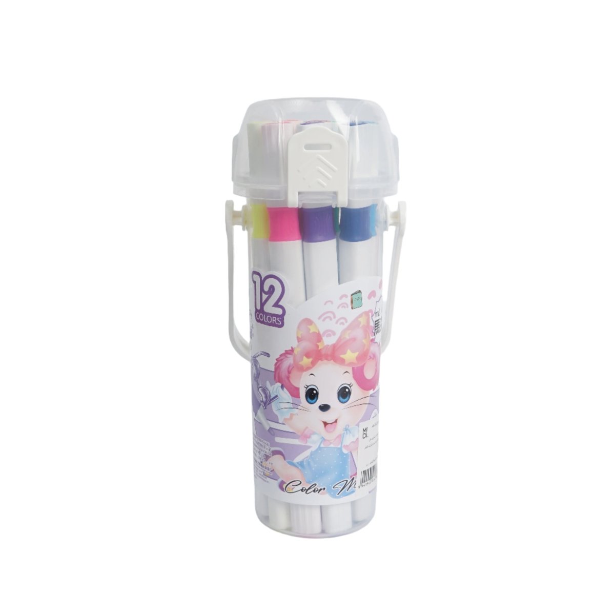 Portable case of 12 color markers with unicorn-themed front artwork