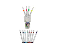 Portable case open with 12 color markers and assorted colored tips