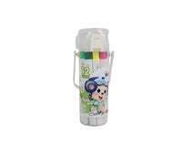 Portable case of 12 color markers with character graphics on the front
