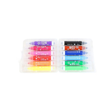 12 watercolor pens in clear tray with colorful star-pattern tips