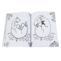 Easter-themed coloring book open pages with two egg-shell character line drawings