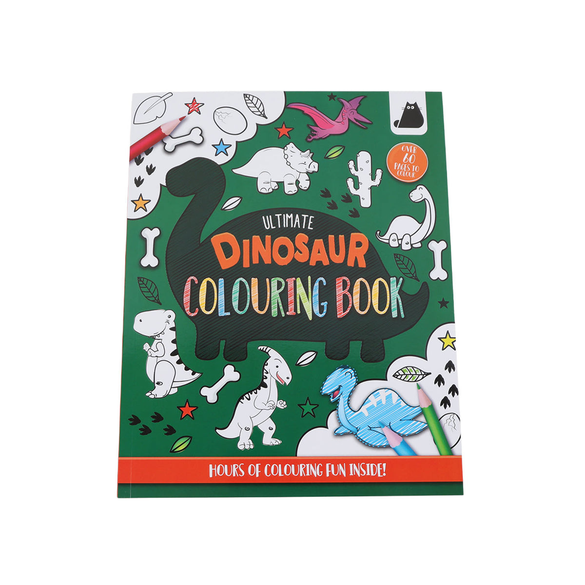 Easter-themed coloring book cover, green Ultimate Dinosaur with cartoon animals