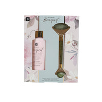 MASCUBE body lotion and jade face roller gift set in floral box