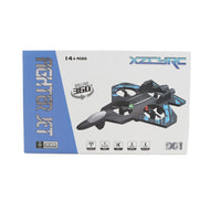 Foam remote control aircraft box with rolling 360° graphic and blue side panel