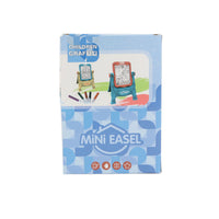 Kids mini easel drawing set box with blue easel and markers