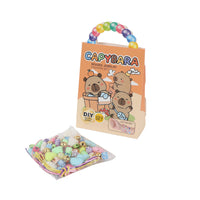 Capybara beaded jewelry set bag with multicolor beads in a plastic pouch
