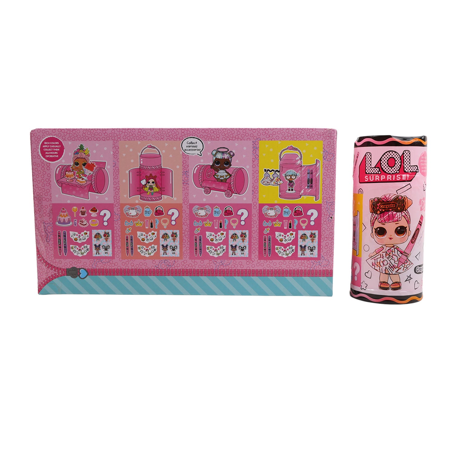 LOL Surprise doll salon cup in pink with character graphics and mystery icons