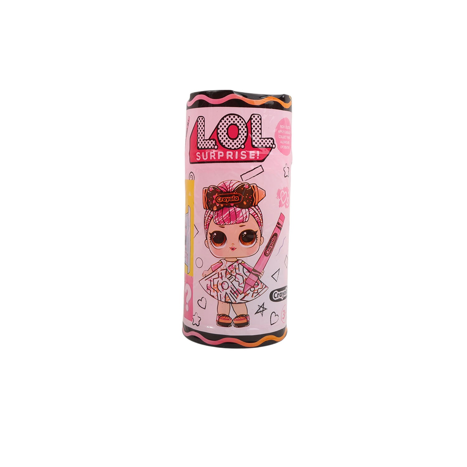 Pink LOL Surprise doll salon cup with character face and outfit artwork