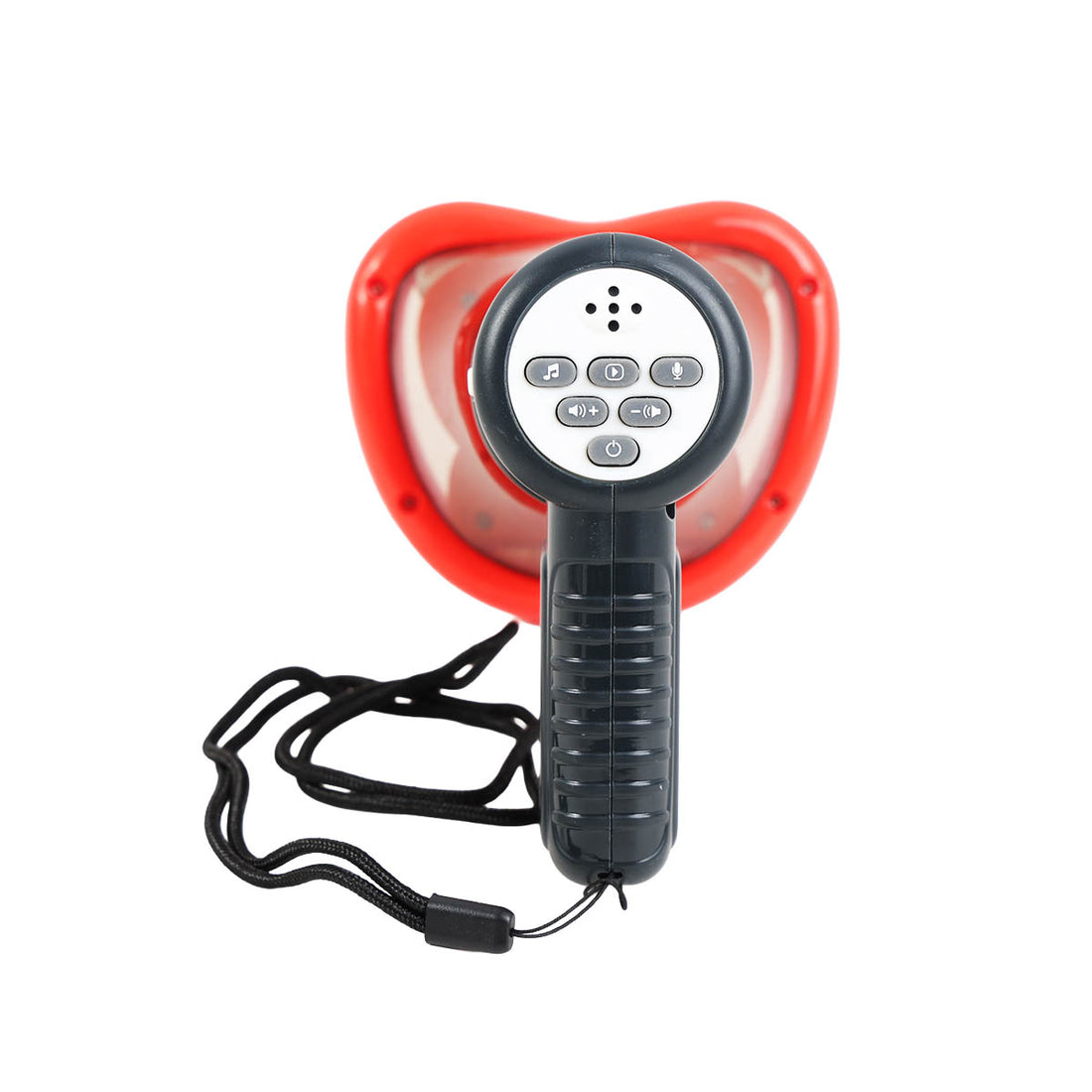 Red ring voice changer toy with black handheld unit and control buttons