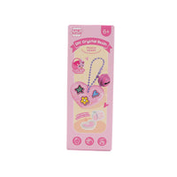 Pink DIY crystal resin charm kit box with pendant chain and heart shape charms