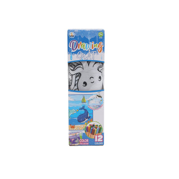 Ocean world kids doodle cloth 50x50 cm in box, with 12 color markers