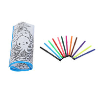 Rolled ocean world kids doodle cloth 50x50 cm with colored marker set
