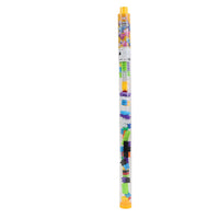 Medium building sticks set, clear tube with assorted colorful pieces and yellow cap.