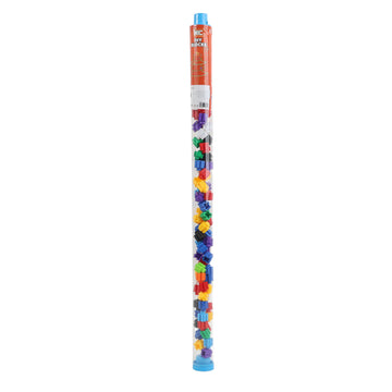Medium building sticks set, clear tube with assorted colorful pieces and blue cap.