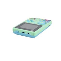 Handheld gaming console mint teal with front ports and button controls