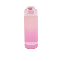 750ml pink plastic water bottle with flip-top lid and carry loop