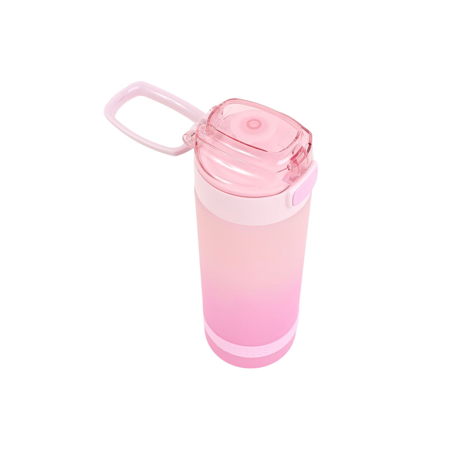 750ml pink plastic water bottle with clear flip lid and carry handle
