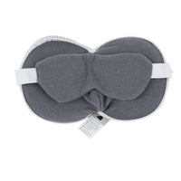 Gray eye mask with wide fabric strap and contoured center fold