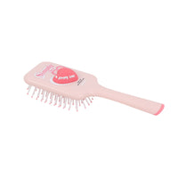 Pink square cushion hairbrush with Simply Love branding and flexible cushion back