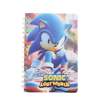 Sonic-themed spiral notebook with blue hedgehog character on front cover