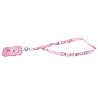 Pink Hello Kitty patterned lanyard strap with small card holder ends