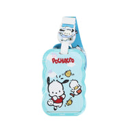 Light blue character card holder with Pochacco animal print and clip strap