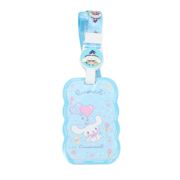 Blue character card holder with Cinnamoroll design and clip strap loop