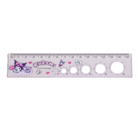 Kuromi character ruler, purple with measurement scale and round cutout circles