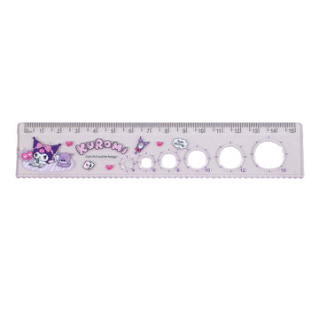 Kuromi character ruler, purple with measurement scale and round cutout circles