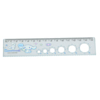 Cinnamoroll character ruler, light blue with measurement scale and round cutout circles
