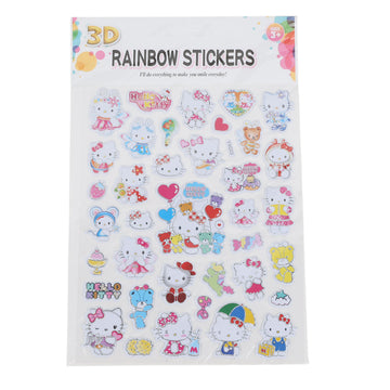 Sheet of 3D rainbow character stickers, multicolor assorted shapes