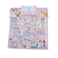 Princess-themed decorative sticker sheet with pastel gowns and character figures