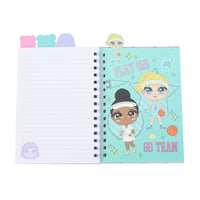 A5 spiral notebook with lined pages, teal cover, "Play On!" and "Go Team"