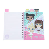 A5 spiral notebook with lined pages, light cover, "Yee-Haw!" cartoon girls