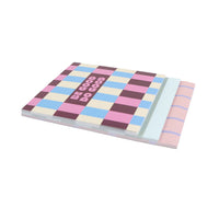 Memo pad with checkered cover and coordinating patterned sticky notes