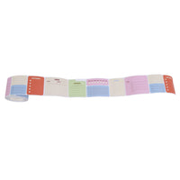 Continuous planner sticker tape strip with pink, green, and orange printed sections