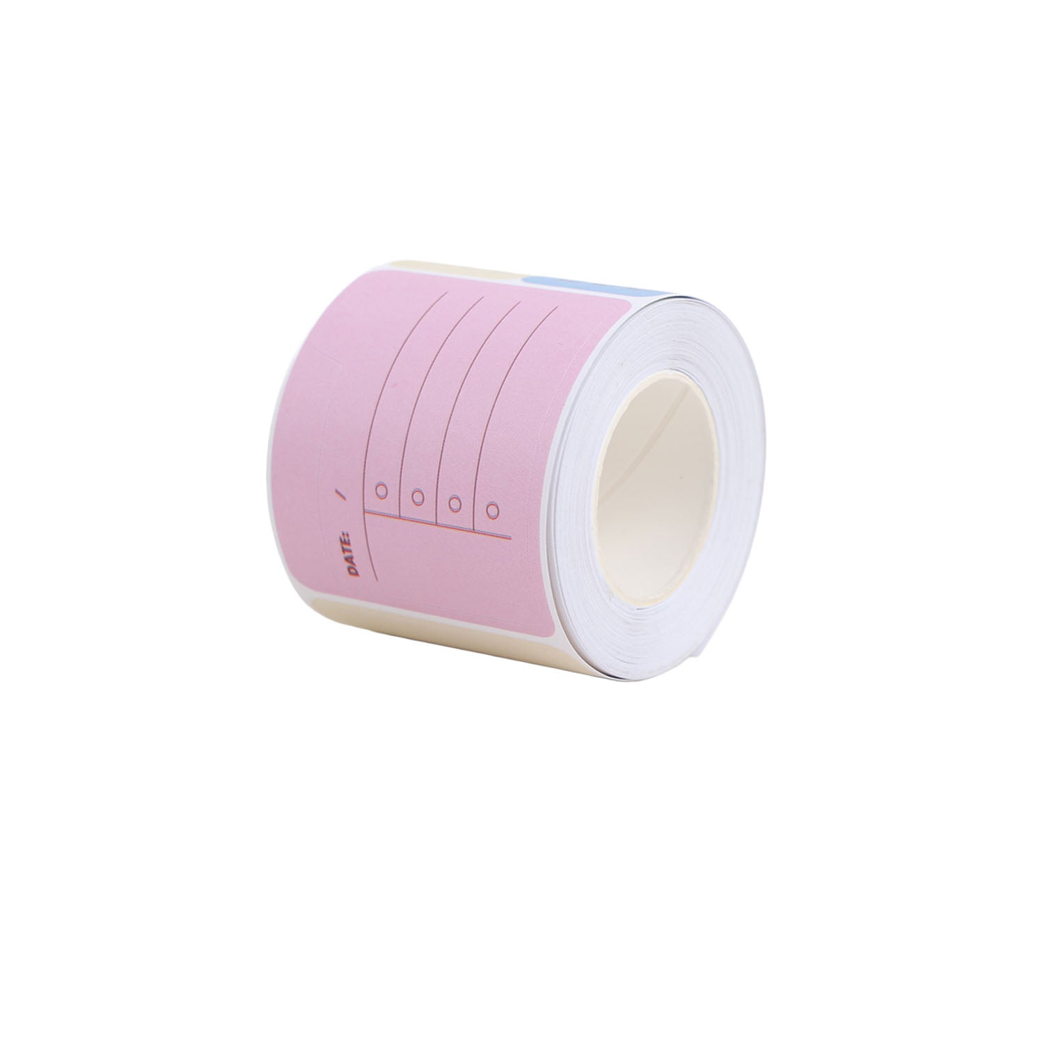 Pastel pink decorative sticker tape roll with planner-style printed labels