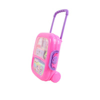 Pink stationery set case with purple handle and sticker book