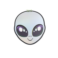 Alien face spiral notebook with green wire binding