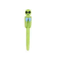 Alien novelty ballpoint pen with green body and blue details on top