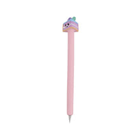 Pink ballpoint pen with pastel animal charm on the top