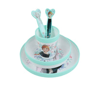 Character snack set: mint tray with bowl, two upright utensils, and cup