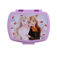 Lavender sandwich box with clasp and character autumn leaves graphic front