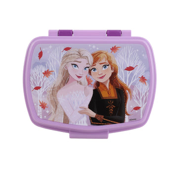 Lavender sandwich box with clasp and character autumn leaves graphic front