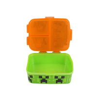Rectangular sandwich box with open orange lid and green interior, pixel pattern