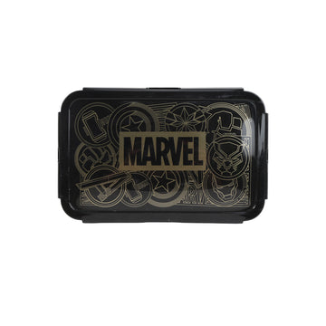 Marvel food container with black lid and gold graphic, rectangular 1190ml