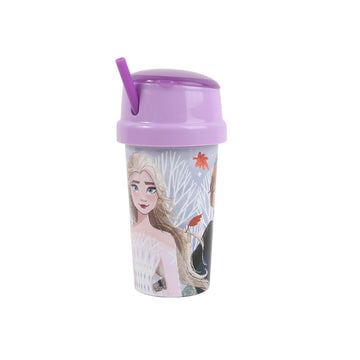 465 ml character tumbler with purple lid, purple straw, and autumn leaf artwork
